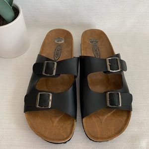Caray Georgia Black Double Buckle Strap Slide Sandals Men’s 12